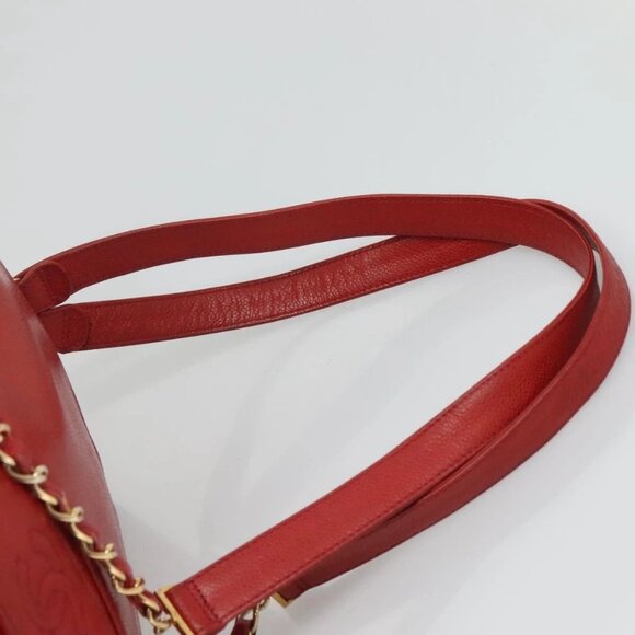 CHANEL Grained Calf Skin Backpack Grained Calf Skin Red Gold CC Auth 127574 main image 6